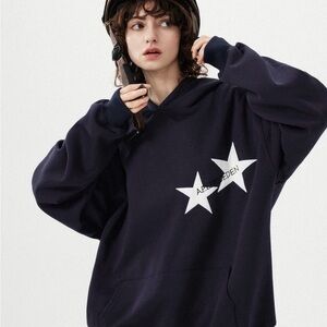 Aelfric Eden Dark Blue Star Color Contrast Sweatshirt